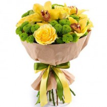 Sunny bouquet with orchids